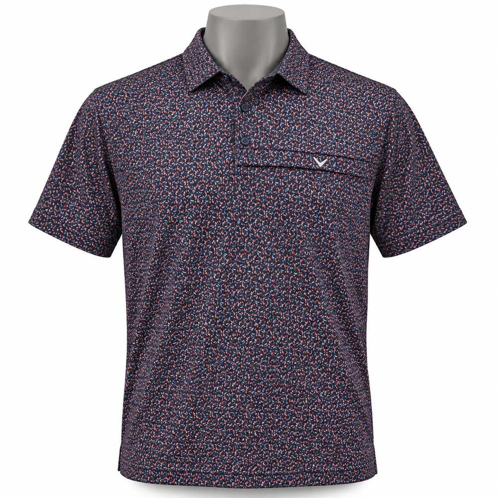 Callaway Men's Navy Blue Allover Micro Print Golf Polo Shirt